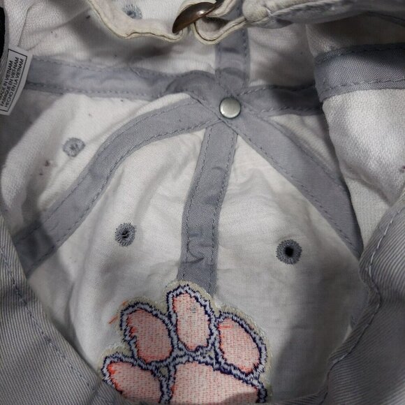 Gray Clemson Tiger Paw Hat Adjustable  College Football  Discolor on Strap - Picture 13 of 16